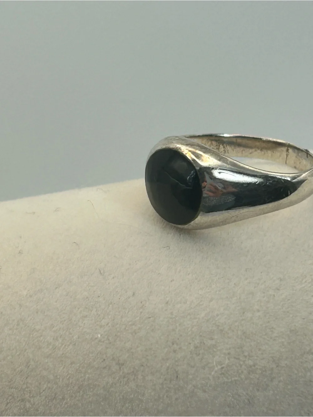 Sterling Silver Black Onyx Ring Size 6.5 Vintage Smooth Polished Round